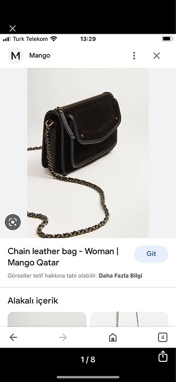 Mango Mango hakiki deri (süet)zincirli çanta