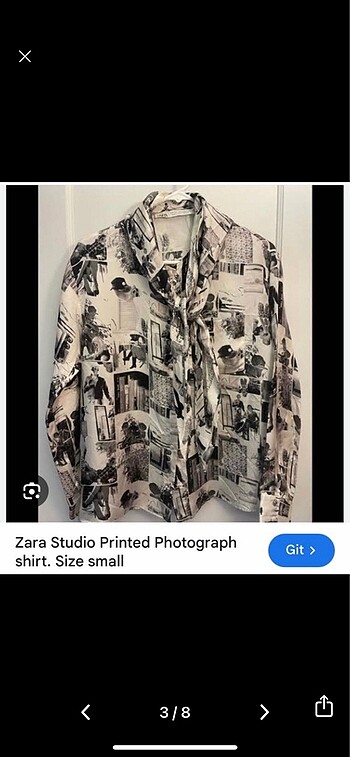 xs Beden Zara fotoğraf baskılı limited edition gömlek