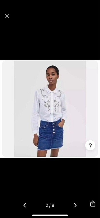 Zara Zara dekoratif düğmeli denim etek