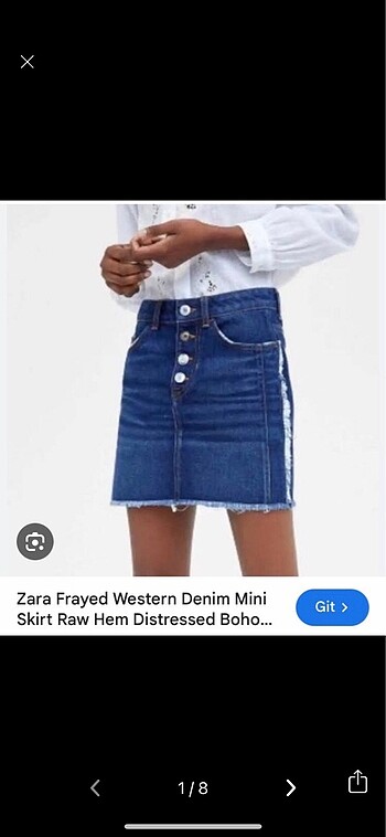 Zara dekoratif düğmeli denim etek