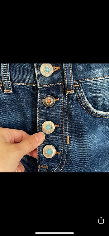 xs Beden lacivert Renk Zara dekoratif düğmeli denim etek