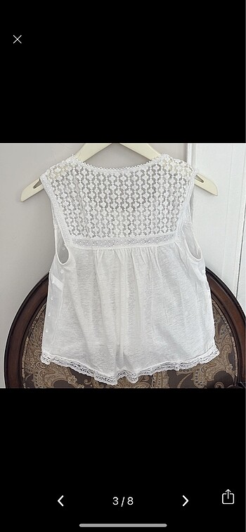 xs Beden Mango dantelli ve işlemeli bluz
