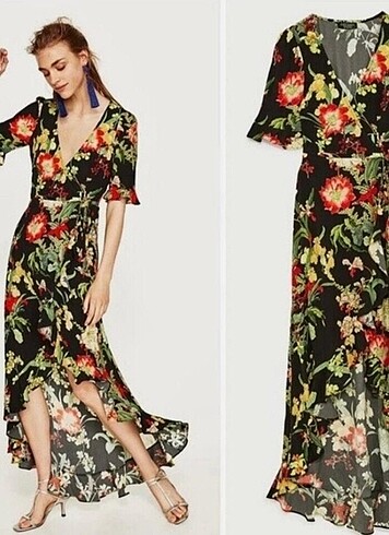 Zara çiçek desenli elbise