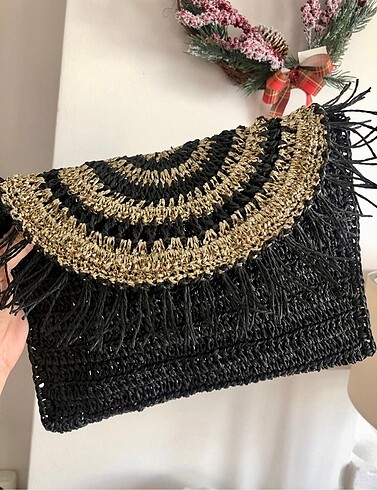 SİYAH & GOLD CLUTCH ÇANTA