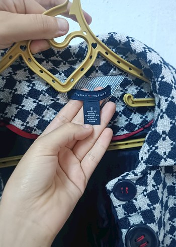 Tommy Hilfiger Lacivert Beyaz Houndstooth Kaban