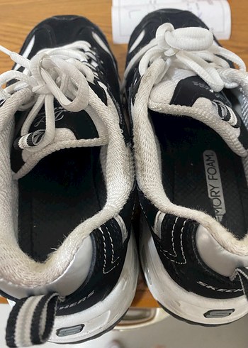 Skechers Beyaz Gri Platform Topuklu Bağcıklı Kadın Spor Ayakkabı