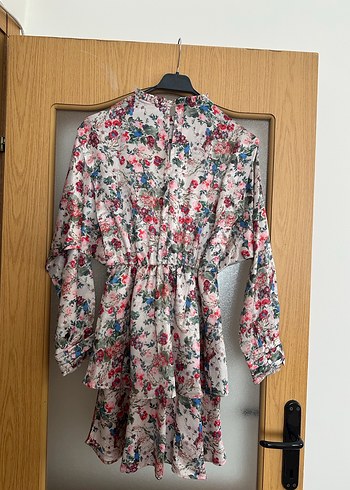 Çiçek Desenli Bohem Mini Kadın Elbise - Görsel 5