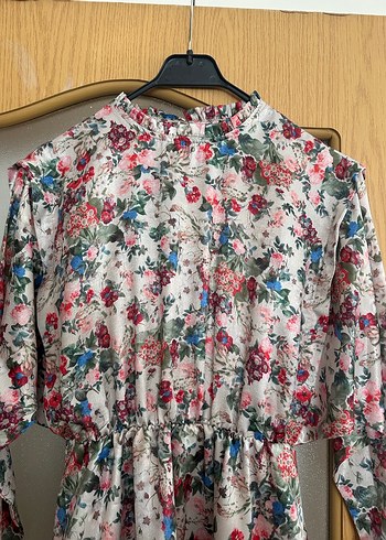 Çiçek Desenli Bohem Mini Kadın Elbise - Görsel 2