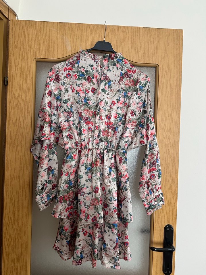 Çiçek Desenli Bohem Mini Kadın Elbise - Görsel 5