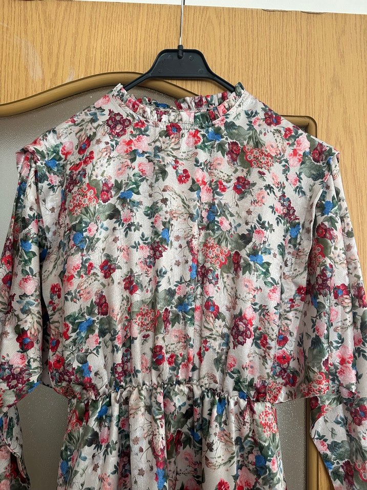 Çiçek Desenli Bohem Mini Kadın Elbise - Görsel 2