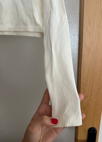 Kadın Beyaz Uzun Kollu Yüksek Yaka Triko - Görsel 2