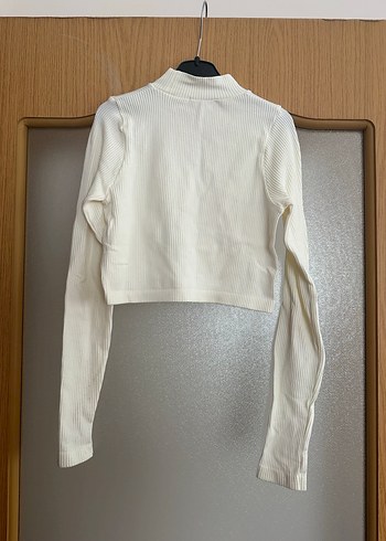 Kadın Beyaz Uzun Kollu Yüksek Yaka Triko - Görsel 4