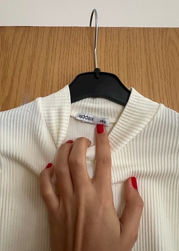 Kadın Beyaz Uzun Kollu Yüksek Yaka Triko - Görsel 3