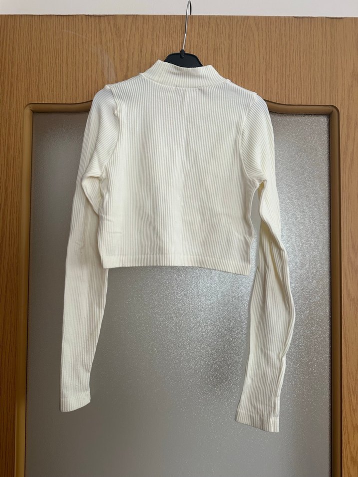 Kadın Beyaz Uzun Kollu Yüksek Yaka Triko - Görsel 4