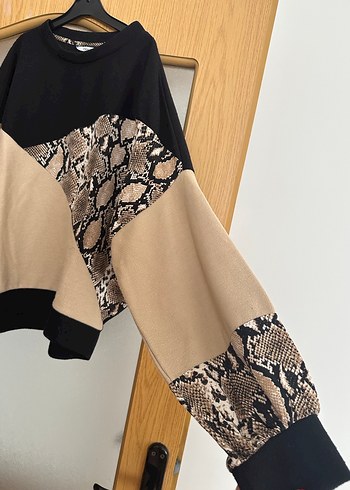Kadın Yılan Desenli Örme Sweatshirt - Görsel 3