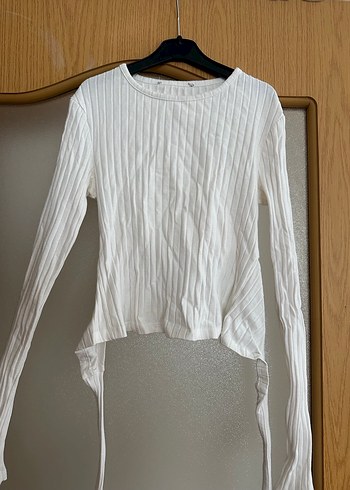 beyaz dar kesim kadın uzun kollu - Görsel 2