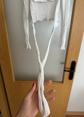 beyaz dar kesim kadın uzun kollu - Görsel 5