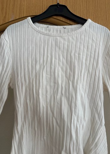 beyaz dar kesim kadın uzun kollu - Görsel 3