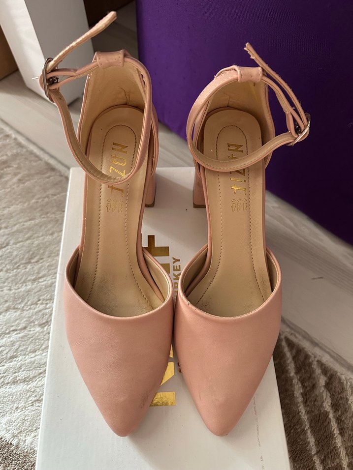 Pudra Rengi Tokalı Kadın Topuklu Ayakkabı - Görsel 2