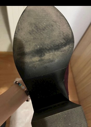 Stradivarius Bordo Süet Topuklu Kadın Bot - Görsel 7