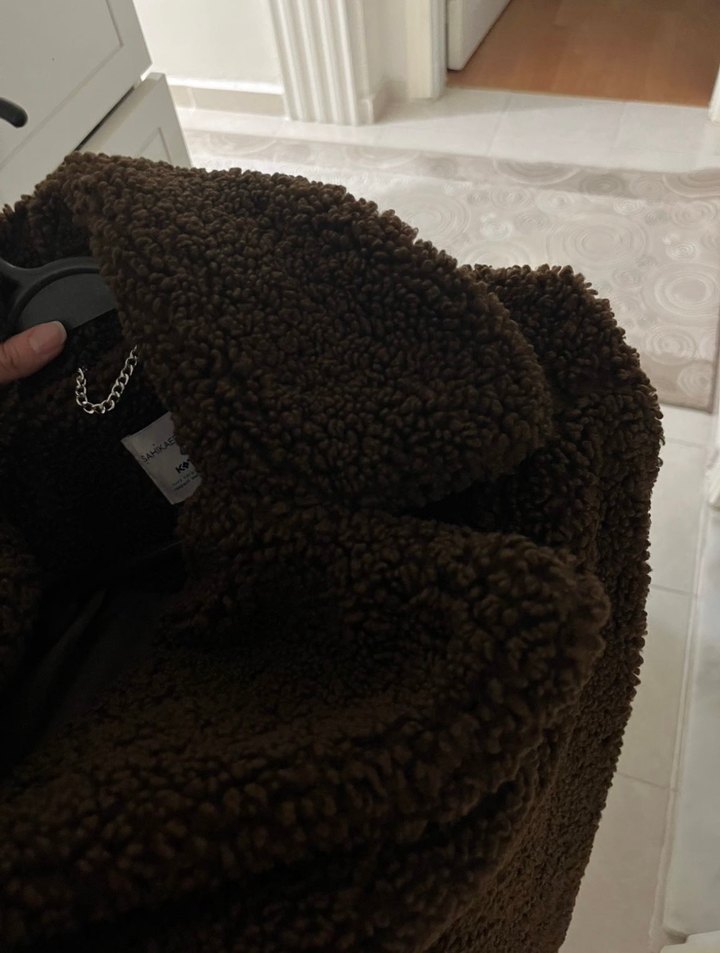 Koton Kahverengi Peluş Midi Kadın Kaban - Görsel 4