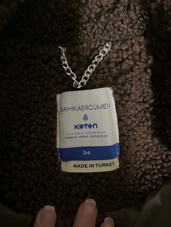 Koton Kahverengi Peluş Midi Kadın Kaban - Görsel 5