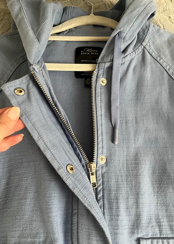 Mavi Kapişonlu Trençkot - Görsel 4