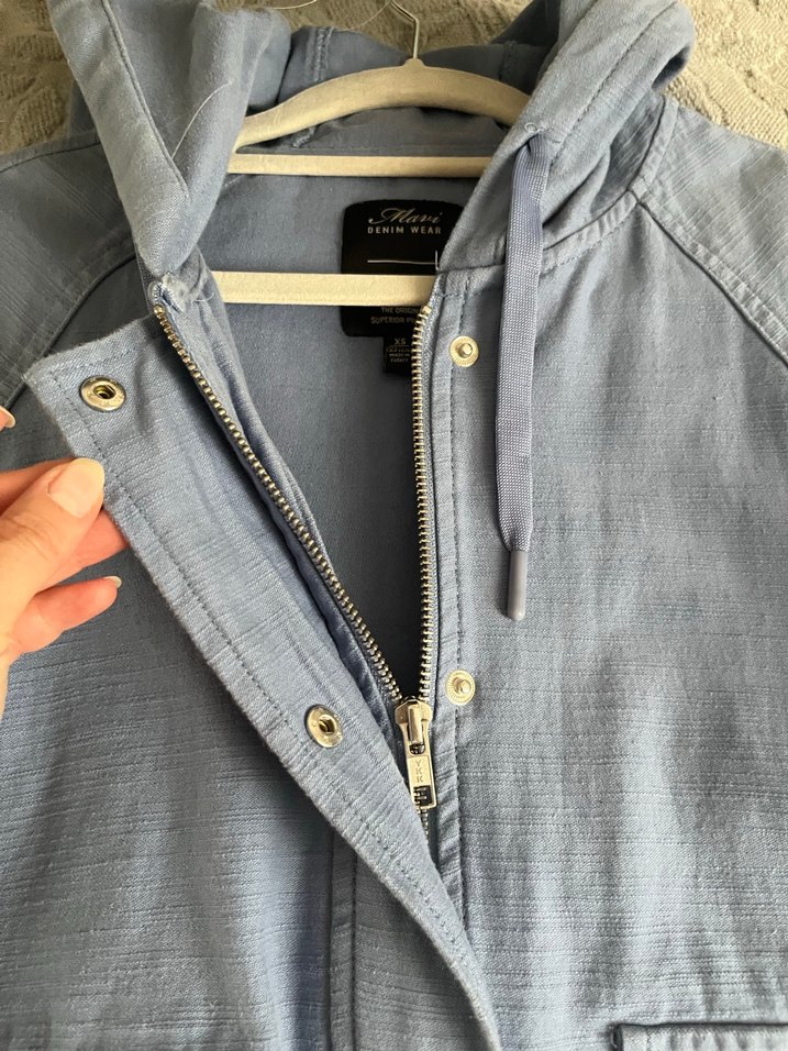 Mavi Kapişonlu Trençkot - Görsel 4