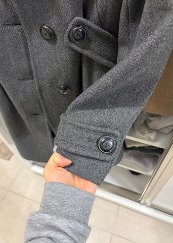 Koton Antrasit Yünlü Kaban - Görsel 6