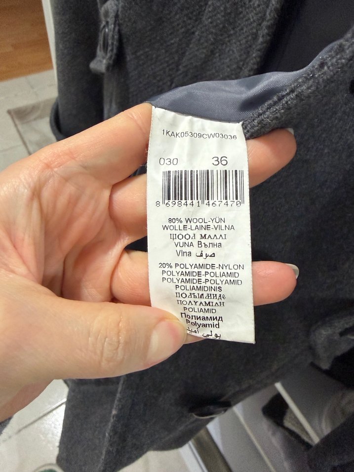 Koton Antrasit Yünlü Kaban - Görsel 5