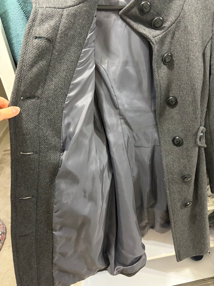 Koton Antrasit Yünlü Kaban - Görsel 3