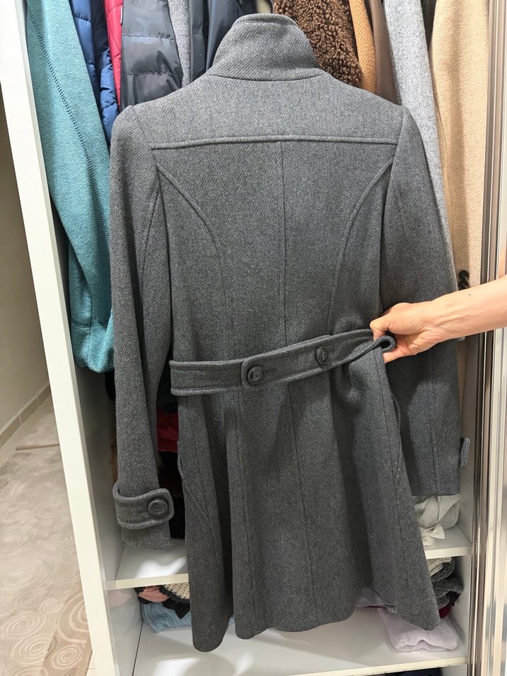 Koton Antrasit Yünlü Kaban - Görsel 2