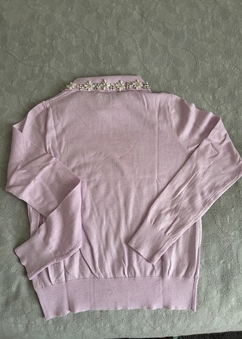 Zara İnci Detaylı İnce Lila Triko Kazak - Görsel 3