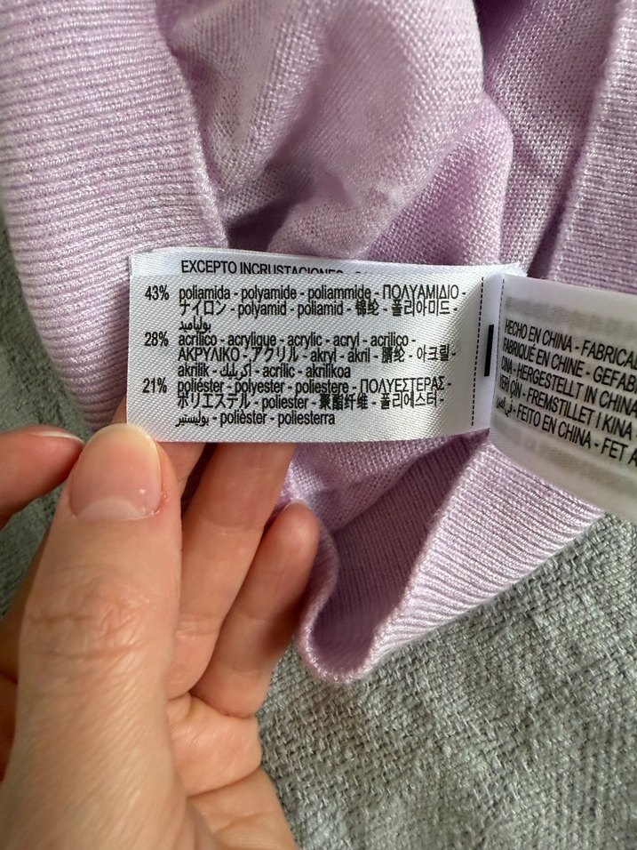 Zara İnci Detaylı İnce Lila Triko Kazak - Görsel 5