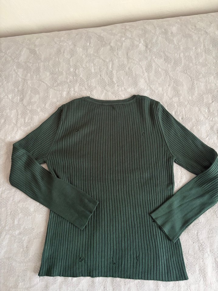 Black Pepper Yeşil Triko Kazak - Görsel 4