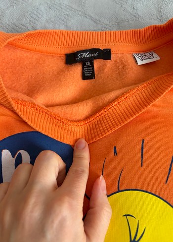 Mavi Turuncu Tweety Baskılı Sweatshirt - Görsel 2