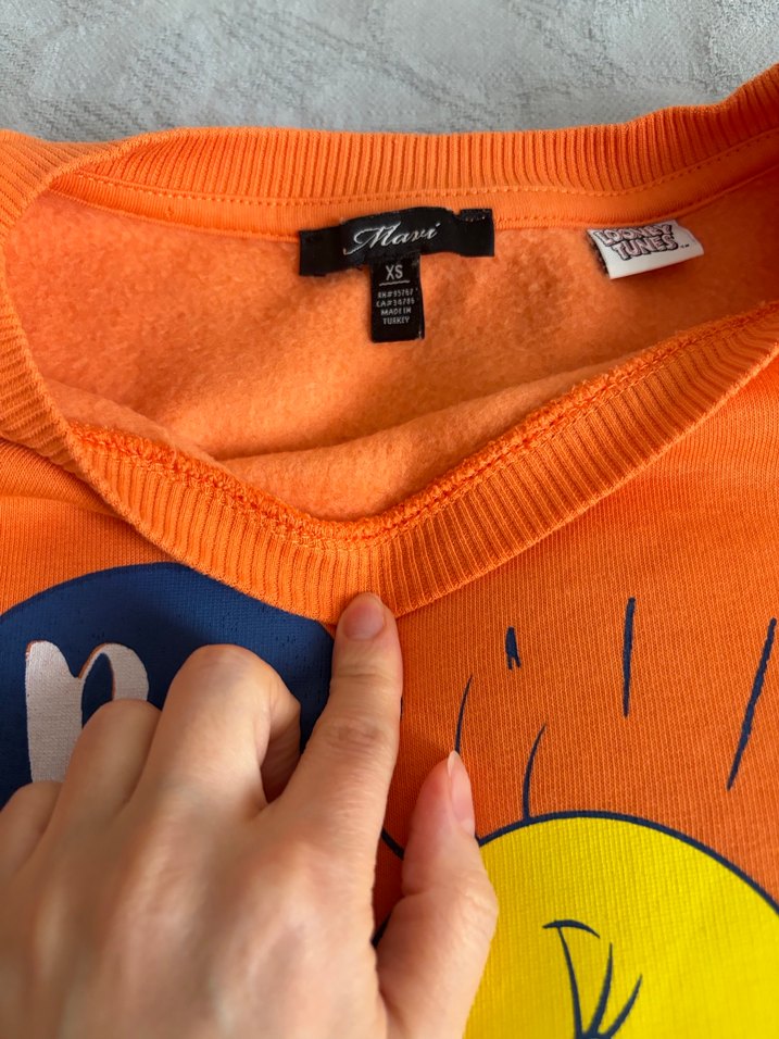 Mavi Turuncu Tweety Baskılı Sweatshirt - Görsel 2