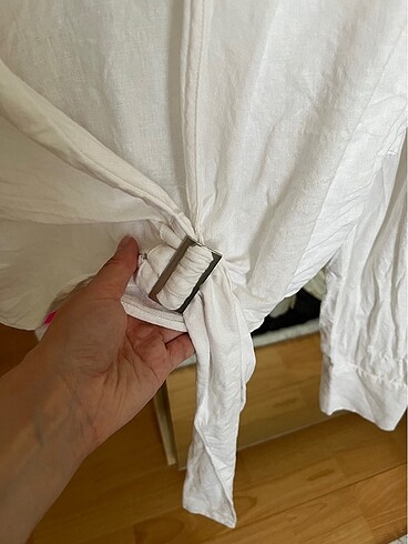 Zara Keten Beyaz Gömlek - Görsel 3