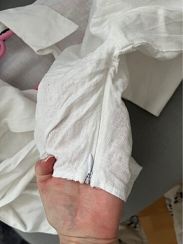 Zara Keten Beyaz Gömlek - Görsel 7