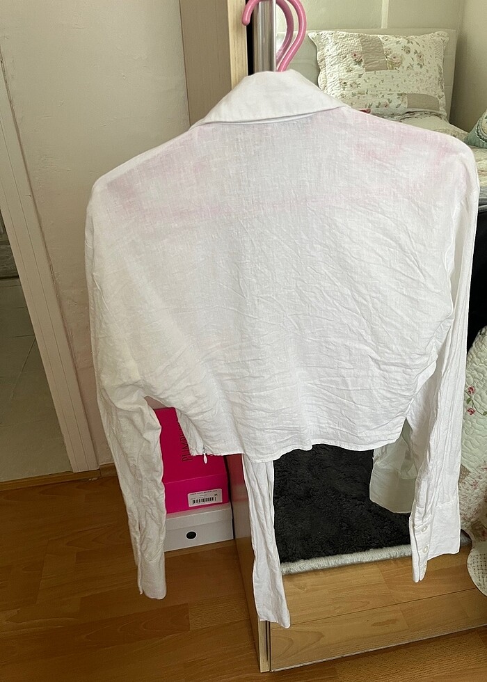 Zara Keten Beyaz Gömlek - Görsel 2