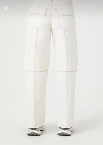 l Beden beyaz Renk FOREVER 21 STRAİGHT LEG KARGO JEAN PANTOLON