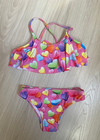 Renkli Kalp Desenli Kız Bikini - Görsel 2