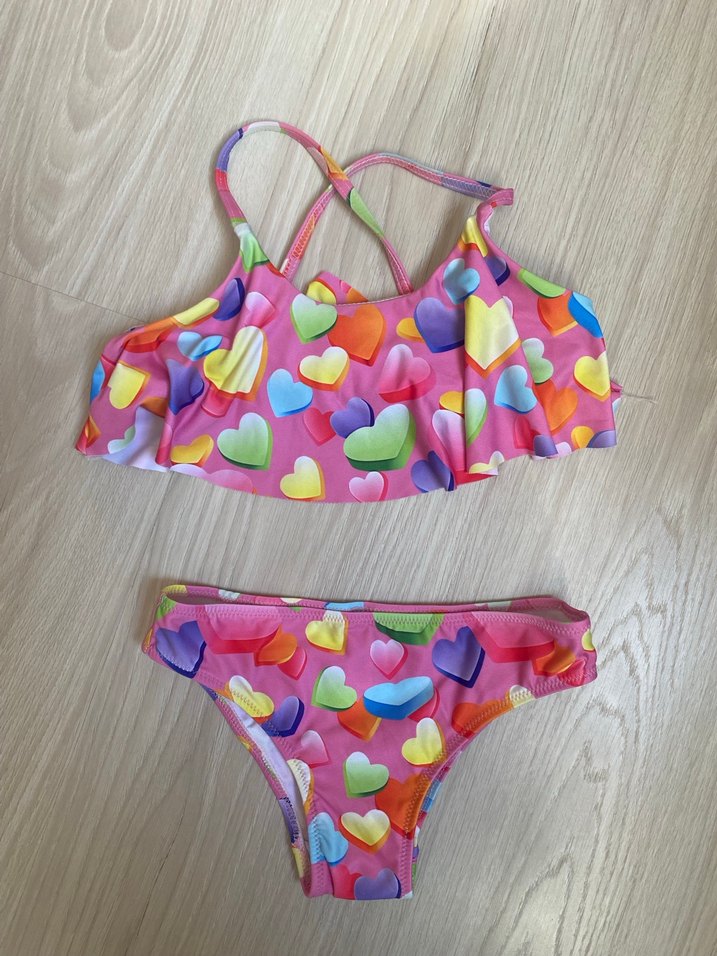 Renkli Kalp Desenli Kız Bikini - Görsel 2