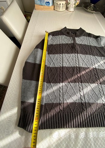 Gri Yüksek Yakalı Örgü Erkek Hırka - Görsel 4