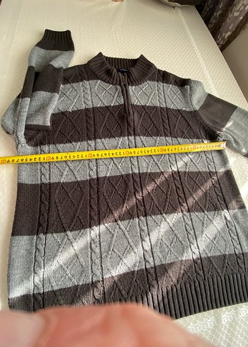 Gri Yüksek Yakalı Örgü Erkek Hırka - Görsel 3