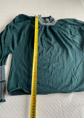 Bohem Stil Örgü Detaylı Yeşil Kadın Bluz - Görsel 4