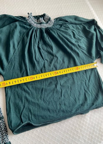 Bohem Stil Örgü Detaylı Yeşil Kadın Bluz - Görsel 2