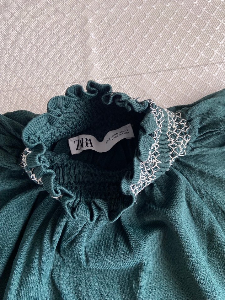 Bohem Stil Örgü Detaylı Yeşil Kadın Bluz - Görsel 3