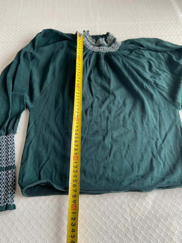 Bohem Stil Örgü Detaylı Yeşil Kadın Bluz - Görsel 4