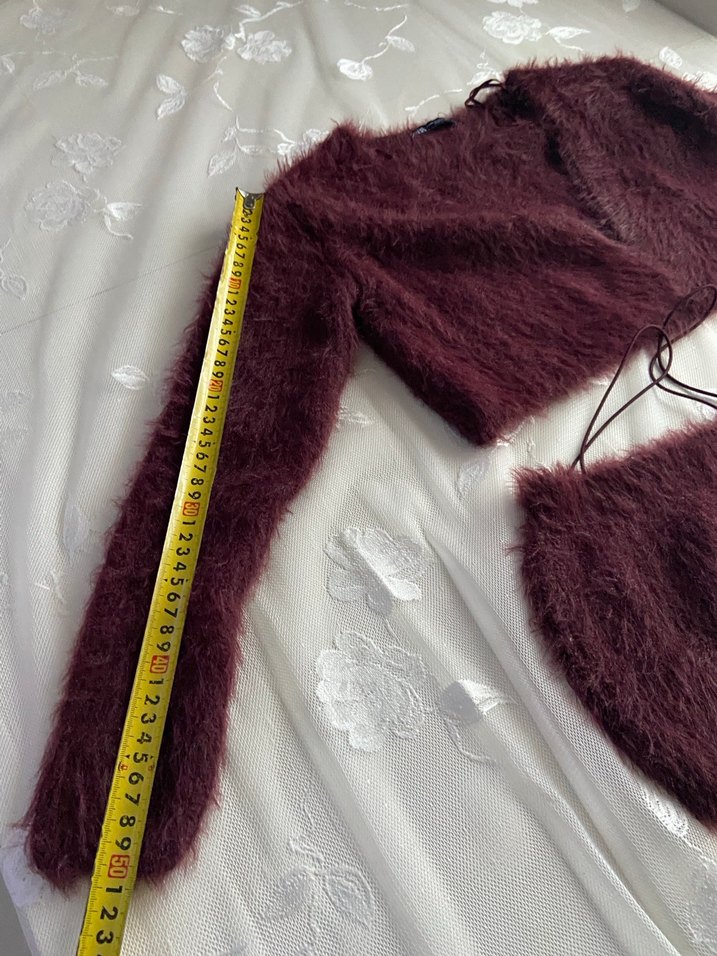 Bordo zata badili balero Kadın Mini Triko Takım - Görsel 2